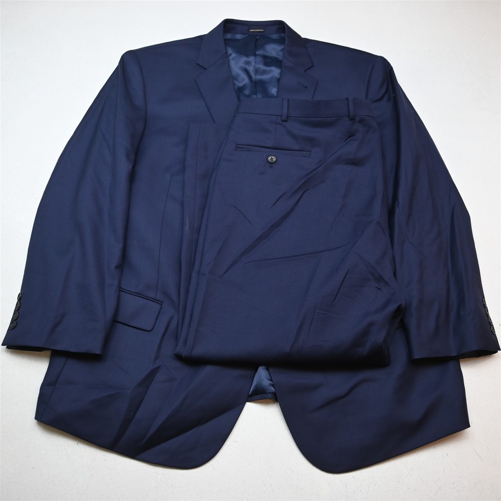 Joseph Abboud 46S 42x28 Blue 100% Wool Mens Jacket Pants Suit